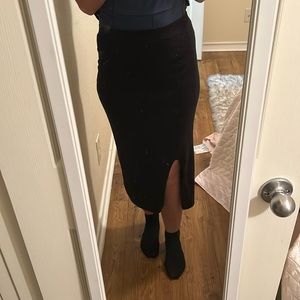 Free people black knit skirt midi slit